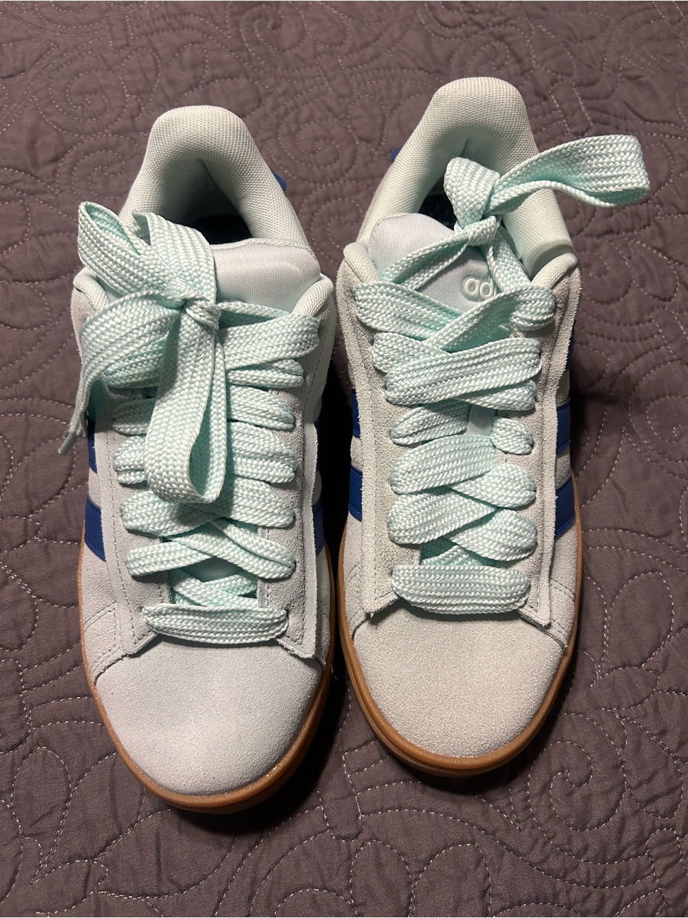 adidas Women's Grand Court Alpha 00s Sneakers Halo Mint Blue Gum Sole Size 7.5